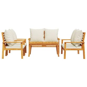 Berkfield Home Beautiful 5 Piece Garden Lounge Set with Cushions Solid Wood Acacia in Brown