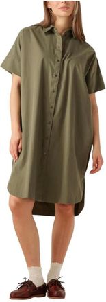 Selected Kleedjes, Dames, Groen, L, Denim, Groene korte overhemdjurk voor vrouwen