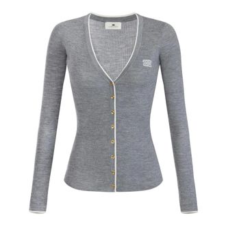 Elisabetta Franchi Geribd vest - Dames - Truien - Grijs - Maat: L Wol