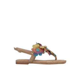 Alma En Pena V251971 Flat Sandal With Flower Strap - female - ALMA EN PENA - Flat Sandals - Beige - 7 UK - Shoes