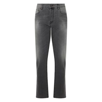 Moorer Heren, Jeans, Grijs, Maat: W35 Katoen