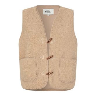 Lollys Laundry Chaleco de peluche con cuello en V y botones - Jackets - Mujer - Beige - L