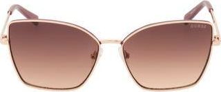 Guess 57mm Butterfly Gradient Sunglasses in Rose Gold /Gradient Bordeaux at Nordstrom Rack