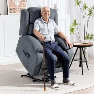 HOMCOM Power Lift Recliner Chair, Lift Chair w/ Massage & Remote in Grey | Size: Armchair