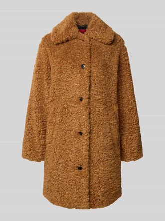 HUGO BOSS Regular Fit Teddy-Mantel mit Umlegekragen Modell MIMINA-1 in Cognac, Gr&ouml;&szlig;e 32