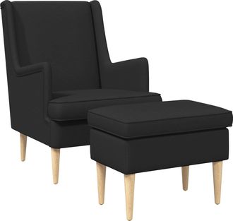 vidaXL Sill&oacute;n Con Pouf 2 Uds. Negro Tela Vidaxl