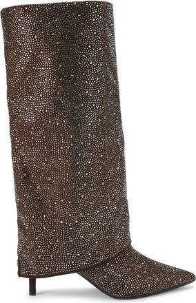 Kurt Geiger Womens Fate High Leg Gem Boots - Bronze Fabric - Size UK 8
