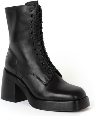 Vagabond Brooke Combat Boot in Black Leather at Nordstrom, Size 39