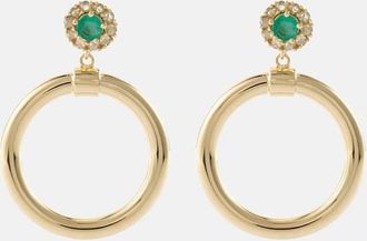 Ileana Makri Endless 18kt gold hoop earrings with emeralds and diamonds