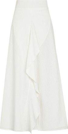 Skiim Embroidered Split Cotton Midi Skirt - White - 38 (UK10 / S)