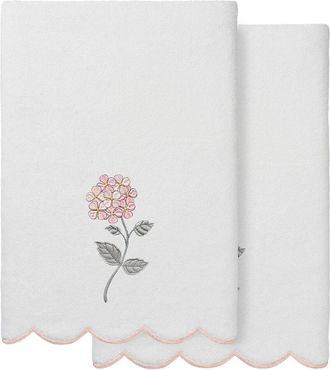 Linum Home Textiles 100% Turkish Cotton Hydea Scallop 2Pc Embellished Bath Towel Set
