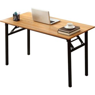 Soges Scrivania pieghevole SOGES, 120 x 60 x 75 cm, scrivania compatta per computer, arredamento per ufficio, scrivania per PC, tavolo da lavoro,Teak Nero