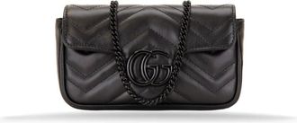 Gucci Tassen, Dames, Zwart, ONE Size, Leer, GG Marmont Super Mini Gewatteerde Schoudertas