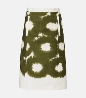 Prada Tie-dye cotton canvas midi skirt