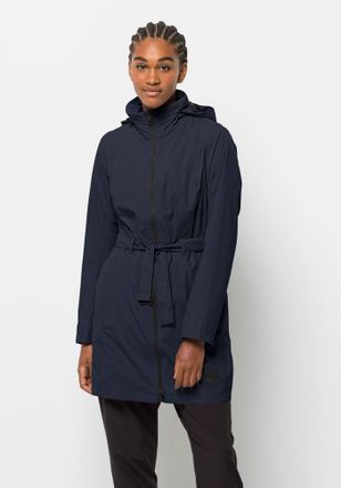 Jack Wolfskin Regenmantel JACK WOLFSKIN NORDEN PORT COAT W, Damen, Gr. M (38/40), blau (night, blau), OBERSTOFF: 100% POLYAMID Futter: 100% POLYESTER, M&auml;ntel Regenm