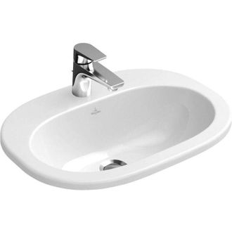 Villeroy & Boch Villeroy&boch - O.novo, Lavabi da appoggio, 560 x 405 mm, Ovale, per rubinetteria a 3 fori, foro centrale per rubinetteria, senza troppopieno