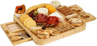 MegaChef Wood Charcuterie Cheese Board Set with Ramekins and Slide Out Cutlery Drawer in Bamboo at Nordstrom