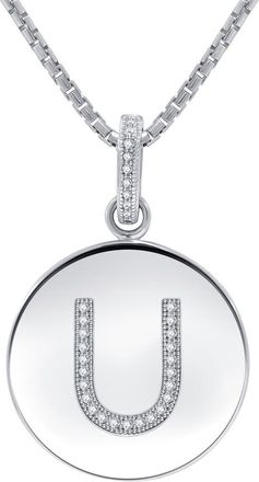 DiamondMuse Diamond Muse 0.10 Cttw Initial Letter Diamond Necklace for Women, Girls, and Men in Sterling Silver