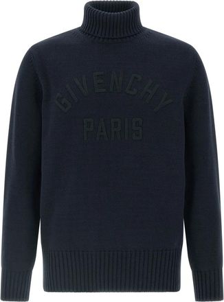 Givenchy Logo Turtleneck Sweater - Heren - Coltruien - Blauw - M - Katoen - Truien & Vesten