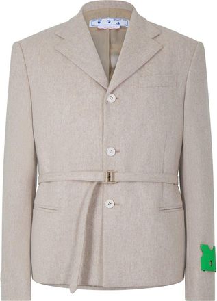 Off-white Mens Off White Off Regular Fit Blazer in Bone - Grey - Size Large