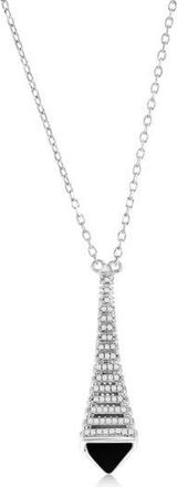 Suzy Levian Eiffel Tower Pavé Cubic Zirconia & Enamel Pendant Necklace in Black at Nordstrom Rack, Size 18