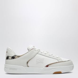 Burberry White and beige Harrow sneakers in leather and nylon