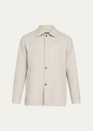Kiton Mens Virgin Wool Snap-Front Shirt Jacket