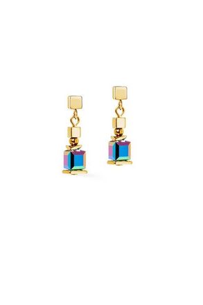 Coeur de Lion Sparkling Cubes Fusion Chain Gold Earrings in Multicolor at Nordstrom
