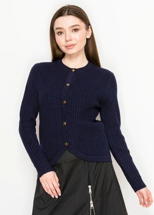 YAL New York Navy Crew Neck Cardigan