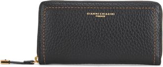 Gianni Chiarini Leren Portemonnee met Nerf - Dames - Portefeuilles - Zwart - ONE Size - Accessoires