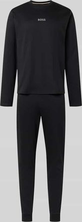 HUGO BOSS Regular Fit Pyjama aus reiner Baumwolle mit Geschenkbox Modell XMAS LONG SET in Black, Größe XXL