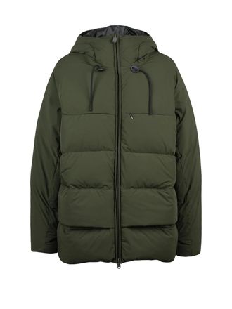 Aspesi Quilted Green Down Jacket with Adjustable Hood and Zip Closure