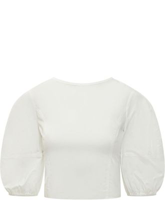 Pinko White Solid Round Neck Top