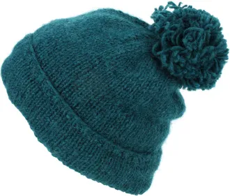 Loud Elephant Chunky Wool Knit Baggy Slouch Beanie Bobble Hat - Teal