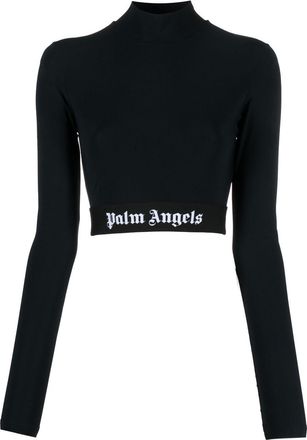 Palm Angels logo-underband crop top - women - Polyamide/Spandex/Elastane - M - Black