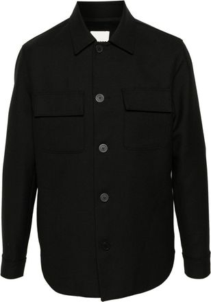 Sandro button-up overshirt - men - Virgin Wool/Cotton/Viscose/Recycled Polyester - L - Black