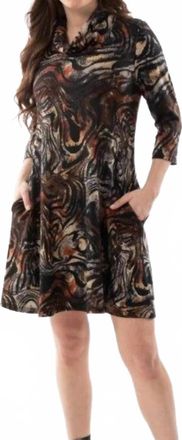 Bali Intimates Animal Print A-Line Cowl Dress In Brown