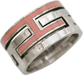 Herm&egrave;s Silver Pink Silver 925 Band Ring (Pre-Owned)