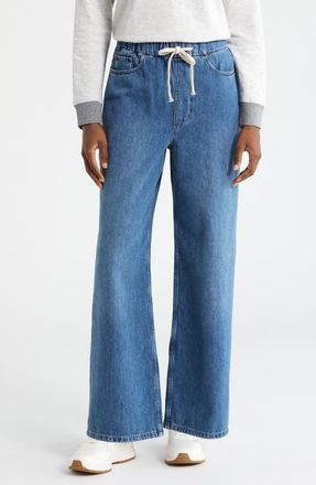 Marine Layer Ella Wide Leg Denim Pants in Medium Wash at Nordstrom, Size X-Small