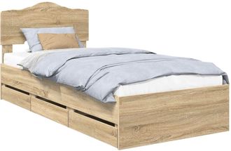 vidaXL Estructura De Cama Roble Sonoma 75 X 190 Cm Madera Ingenieril Vidaxl