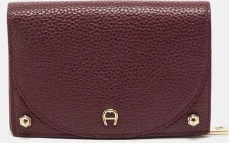 Aigner Burgundy Leather Diadora Compact Wallet