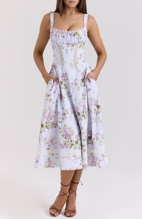 House of CB Kim Midi Sundress in Pink Floral Prnt at Nordstrom, Size X-Large A