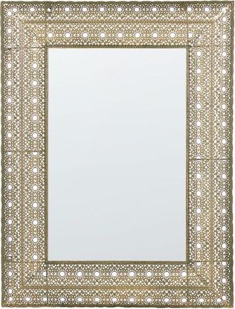 Beliani Espejo De Pared Dorado 69 X 90 Cm Marco Accesorio Decorativo Dehradun