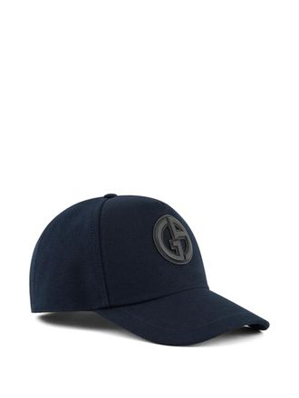 Giorgio Armani logo-appliqué cotton baseball cap - Blue