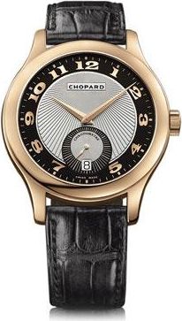 Chopard L.U.C. Classic Mark III Black and Silver Guilloche Dial Automatic Rose Gold Mens Watch 161905-5001