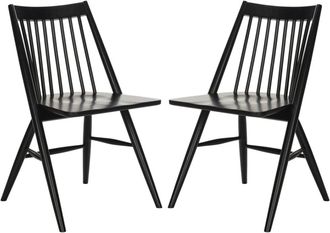 Safavieh Set de 2 sillas de comedor en madera de caucho negra
