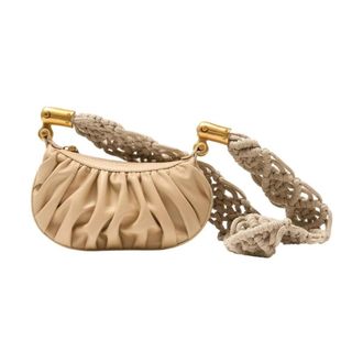 Balmain Mini Ebene Crossbody Tas - Dames - Schoudertassen - Beige - ONE Size - Leer - Tassen