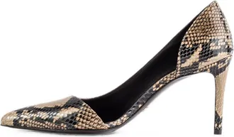 Khaite Womens Pumps Jett Dorsay Python-Embossed Leather Beige Calf High Heel Shoes