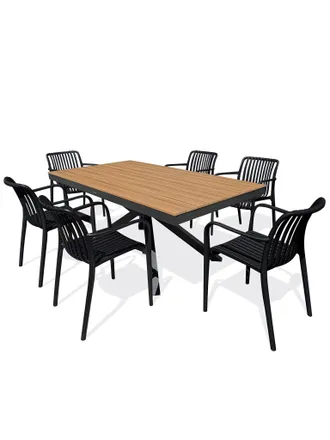 DCB Garden Lamu - Conjunto De Comedor De Jard&iacute;n De Aluminio Para 6 Personas - Antracita - Dcb Garden