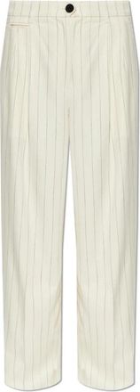 AllSaints Olga Broeken - Dames - Wijde Broeken - Beige - 2XS - Leer - Broeken